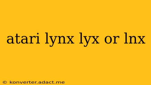 atari lynx lyx or lnx