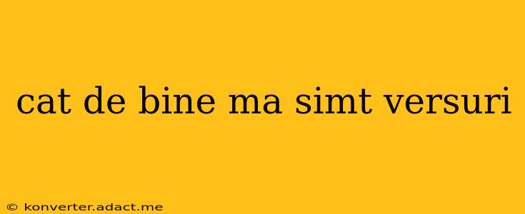 cat de bine ma simt versuri