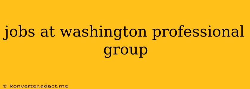 jobs at washington professional group